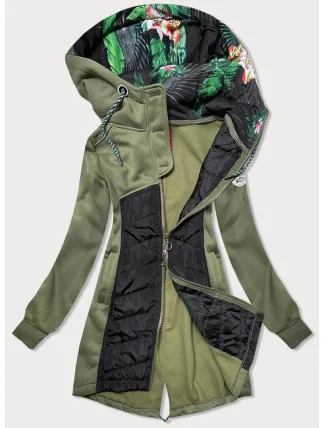 Dámska dlhá mikina na zips v khaki farbe (AMG-819) Dámska dlhá mikina na zips v khaki farbe (AMG-819)