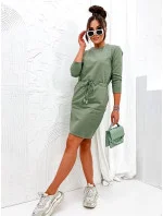 Dámske pletené šaty v khaki farbe (700)