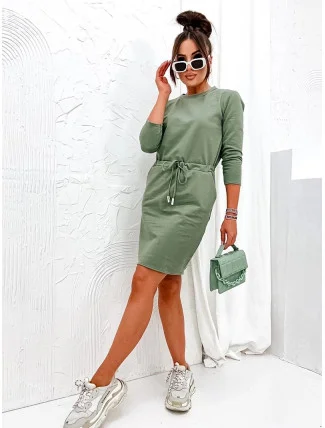 Dámske pletené šaty v khaki farbe (700)