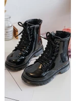 Dziecięce Botki Lakierowane Z Suwakiem Czarne Tibbie