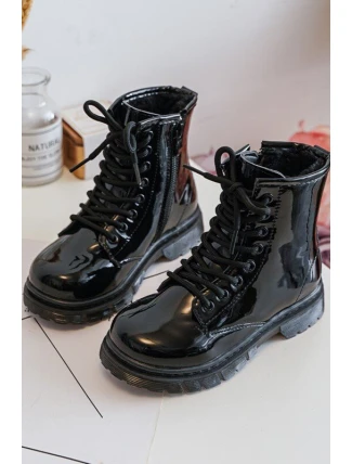 Dziecięce Botki Lakierowane Z Suwakiem Czarne Tibbie