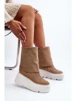 Zazoo 3410 Zamszowe Damskie Botki Na Masywnej Platformie Beżowe Zazoo 3410 Zamszowe Damskie Botki Na Masywnej Platformie Beżowe
