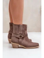 Prírodné semišové topánky na podpätku Brown Zazoo 3444/2 Prírodné semišové topánky na podpätku Brown Zazoo 3444/2