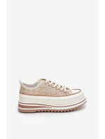 Trampki Damskie Na Masywnej Platformie S.Barski BF51-101 Beżowe