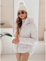 Dámska zimná bunda LOVEWARM krátka prešívaná s kapucňou biela FashionStreet TY5042