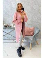 Sveter dlhý kardigan púdrovo ružový