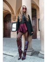 Dámské kozačky na jehlovém podpatku s páskem bordó Lisanne