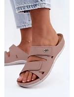 Dámske kožené papuče na suchý zips Inblu Dirty pink