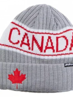 Unisex pletená čiapka 1059454 Sivá s bielou a červenou - Bauer