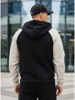 Pánska základná mikina s kapucňou s popolom a čiernymi pruhmi FashionStreet BX5898
