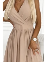 362-6 JUSTINE Dlhé šaty so srdiečkovým výstrihom a spodnou časťou - BEACH