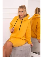 Šaty s kapucňou a bočným rázporkom broskyňové