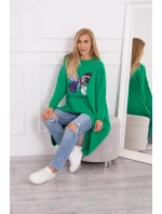 Oversize blúzka s potlačou svetlo zelená