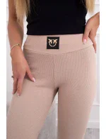 Pruhované legíny s vysokým pásom svetlo béžovej