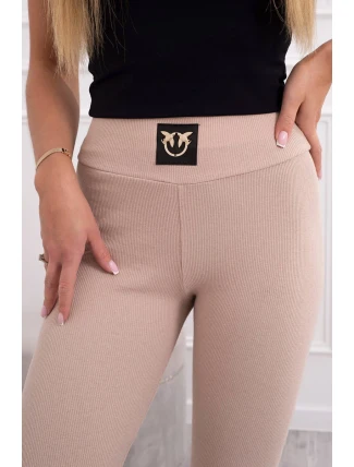 Pruhované legíny s vysokým pásom svetlo béžovej