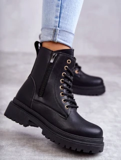 Dámske zateplené kožené čižmy light black Dorchen