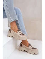 Dámske kožené mokasíny s platformou a plochými podpätkami Leopard Light Beige Zazoo 20191 Dámske kožené mokasíny s platformou a plochými podpätkami Leopard Light Beige Zazoo 20191