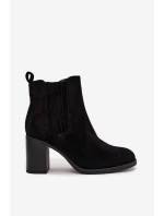 Ocieplane Botki Damskie Na Słupkowym Obcasie Czarne Brevina