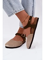Dámske semišové kožené sandále s uzavretou špičkou Maciejka H7365-04 beige
