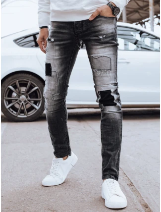 Pánske sivé džínsové nohavice FashionStreet UX4293 Pánske sivé džínsové nohavice FashionStreet UX4293