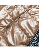 Svetlo hnedá dámska obojstranná bunda s kapucňou (B9793-46) Svetlo hnedá dámska obojstranná bunda s kapucňou (B9793-46)