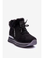 Buty Sportowe Na Platformie Z Futerkiem Czarne Jamarie