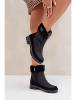 Damskie Modne Ocieplane Śniegowce Progress PROGJ-21-13 Czarne