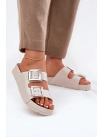 Pachnące Klapki Damskie Z Klamrami I Brokatem ZAXY RR285056 Beżowe