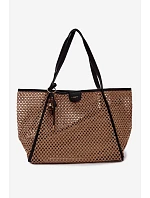 Velká světle hnědá pletená taška typu shopper s přívěskem Mella