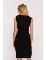 S427 Peplum šaty - čierne
