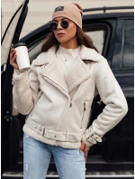 Dámska semišová bunda LEVERINO s ovčou kožou biela FashionStreet TY4732