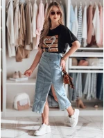 Džínsová midi sukňa s rozparkom MORETES modrá FashionStreet CY0481