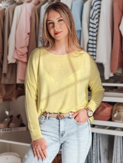 Dámsky nadrozmerný jednoduchý sveter SENZIA lemon FashionStreet MY2449