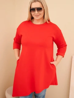 Dámske Plus veľkosť viskózová sukňa s voľným strihom a dlhými rukávmi červená