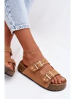 Dámské pantofle se zlatými sponami a cvočky Camel Tervina