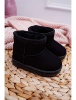 Ocieplane Czarne Dziecięce Młodzieżowe Botki Śniegowce Gooby