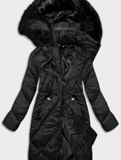 Dámska dlhá zimná bunda čierna (23070-1)