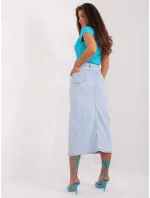 Svetlomodrá džínsová midi sukňa s rozparkom (M557) Svetlomodrá džínsová midi sukňa s rozparkom (M557)