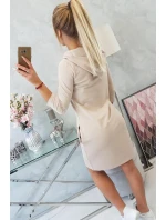 Šaty s kapucňou a vreckami béžovej Šaty s kapucňou a vreckami béžovej