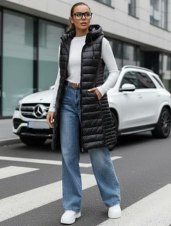 Dámska prešívaná vesta s kapucňou TY5255 čierna  - FashionStreet