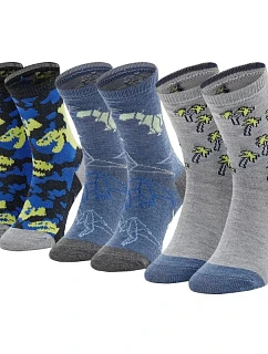 Skechers 3PPK Chlapčenské voľnočasové ponožky, ktoré svietia v tme SK41078-9303, viacfarebné, veľkosť 27–30