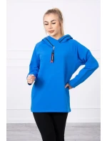 Chrpová tunika s kapucňou Oversize na zips