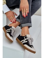 Zazoo N1068 Skórzane Niskie Sneakersy Damskie Czarne