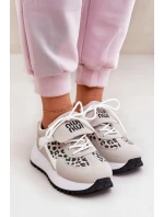 Buty Sportowe Sneakersy Damskie Na Platformie Panterka Biało-Beżowe Pumbes