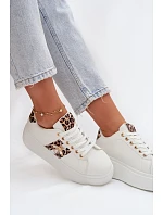 Dámské tenisky na platformě s přezkou Bílá leopardí vzor Palvessa