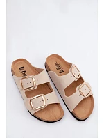 Dámské pantofle s korkovou podrážkou a přezkami Lee Cooper LCW-26-35-4454L Béžové