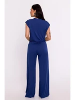 B288 Viskózový zavinovací top s výstrihom do V - modrý