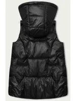 Čierna dámska vesta s kapucňou (B8171-1)