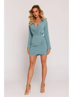 M783 Mini šaty s golierom - agáve