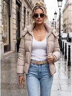Dámska zimná prešívaná bunda s kapucňou, svetlo béžová, FashionStreet TY5746 Dámska zimná prešívaná bunda s kapucňou, svetlo béžová, FashionStreet TY5746